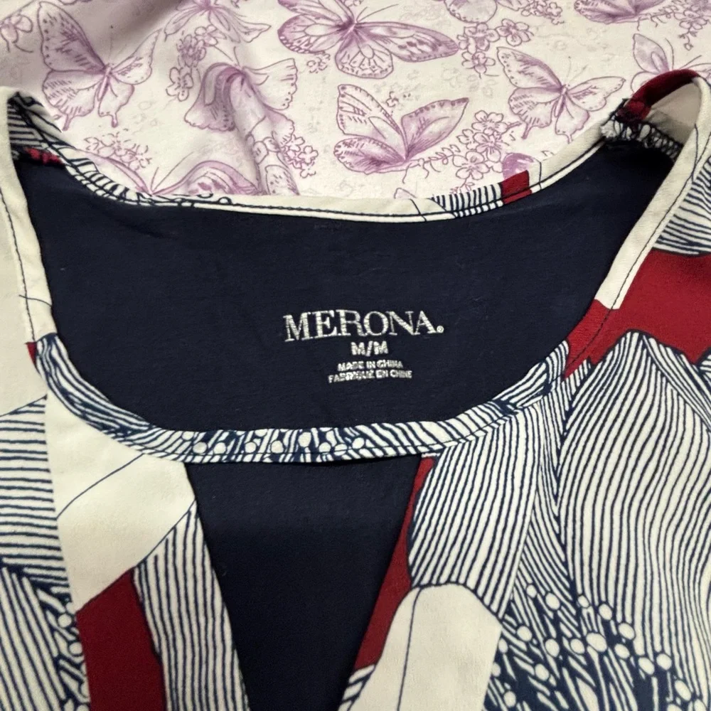 🍄Merona Red and Blue Patterned Sleeveless Top - Picture 2 of 2